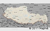 Shaded Relief 3D Map of Xizang Zizhiqu (Tibet), darken, desaturated