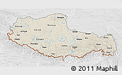 Shaded Relief 3D Map of Xizang Zizhiqu (Tibet), lighten, desaturated