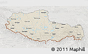 Shaded Relief 3D Map of Xizang Zizhiqu (Tibet), lighten, semi-desaturated