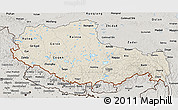 Shaded Relief 3D Map of Xizang Zizhiqu (Tibet), semi-desaturated