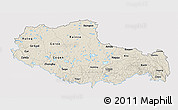 Shaded Relief 3D Map of Xizang Zizhiqu (Tibet), single color outside