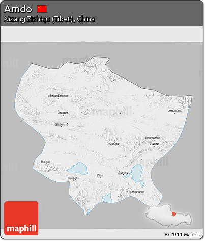Gray 3D Map of Amdo, single color outside