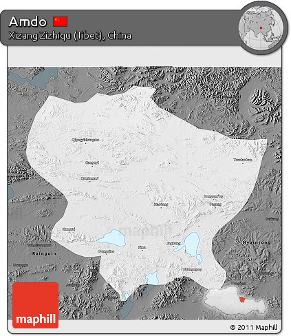 Physical 3D Map of Amdo, darken