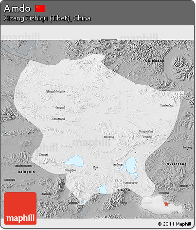 Physical 3D Map of Amdo, darken, semi-desaturated