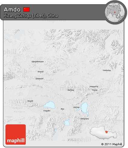Physical 3D Map of Amdo, lighten, semi-desaturated