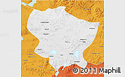 Physical 3D Map of Amdo, political outside