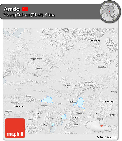Physical 3D Map of Amdo, semi-desaturated
