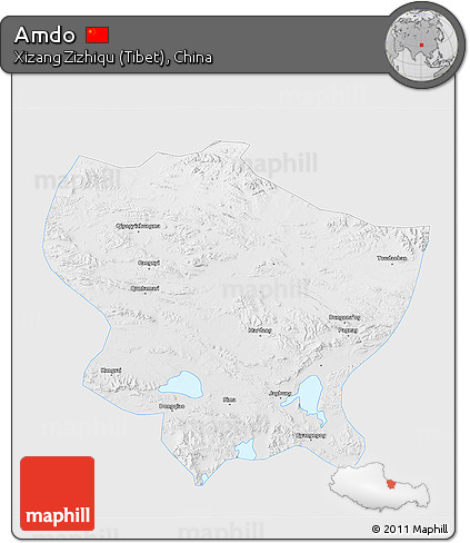 Physical 3D Map of Amdo, single color outside
