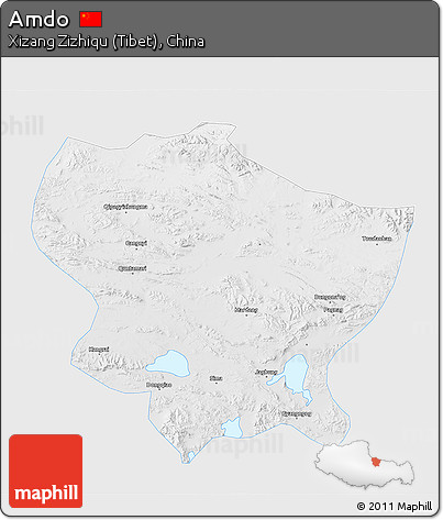 Physical 3D Map of Amdo, single color outside