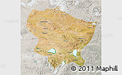 Satellite 3D Map of Amdo, lighten, semi-desaturated