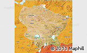 Satellite 3D Map of Amdo, political outside