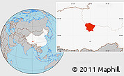 Gray Location Map of Amdo, highlighted country