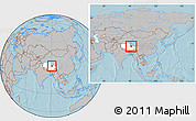 Gray Location Map of Amdo, highlighted parent region, within the entire country, hill shading