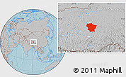Gray Location Map of Amdo, hill shading