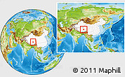 Physical Location Map of Amdo, highlighted country, within the entire country
