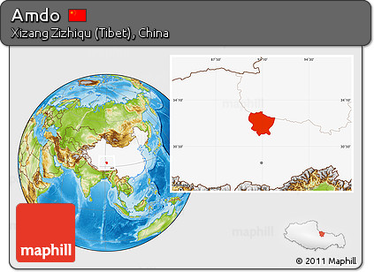 Physical Location Map of Amdo, highlighted country