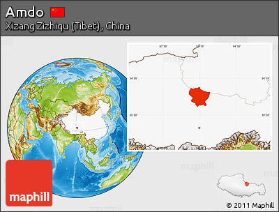 Physical Location Map of Amdo, highlighted country