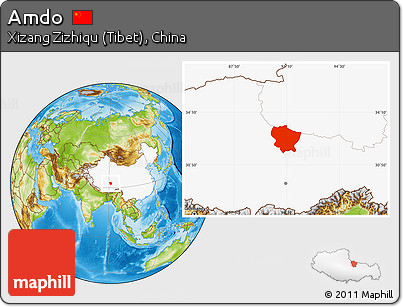 Physical Location Map of Amdo, highlighted country