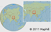 Savanna Style Location Map of Amdo, within the entire country, hill shading