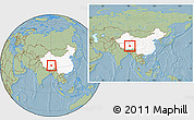 Savanna Style Location Map of Amdo, highlighted country, within the entire country, hill shading
