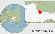 Savanna Style Location Map of Amdo, highlighted parent region, hill shading