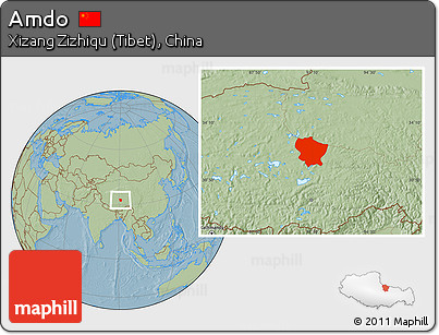 Savanna Style Location Map of Amdo, hill shading