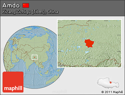 Savanna Style Location Map of Amdo, hill shading