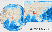 Shaded Relief Location Map of Amdo, within the entire country