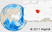 Shaded Relief Location Map of Amdo, highlighted country