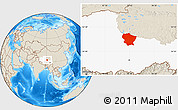 Shaded Relief Location Map of Amdo, highlighted parent region