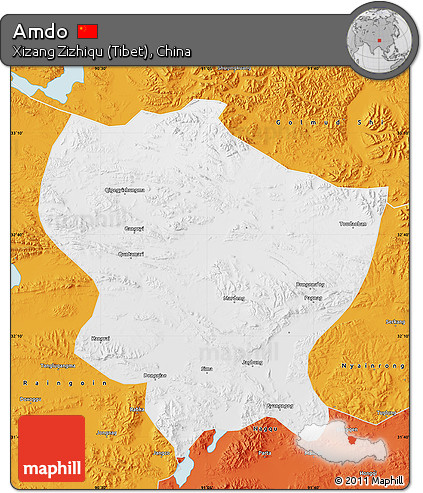 Physical Map of Amdo, political outside