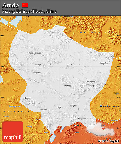 Physical Map of Amdo, political outside