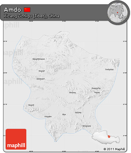 Physical Map of Amdo, single color outside