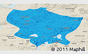 Political Panoramic Map of Amdo, shaded relief outside