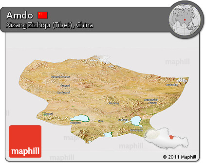 Satellite Panoramic Map of Amdo, cropped outside