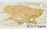 Satellite Panoramic Map of Amdo, shaded relief outside