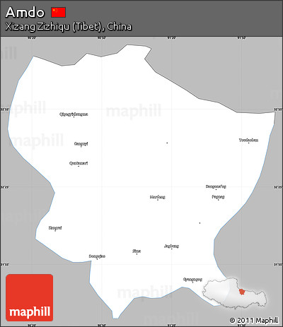 Gray Simple Map of Amdo, single color outside