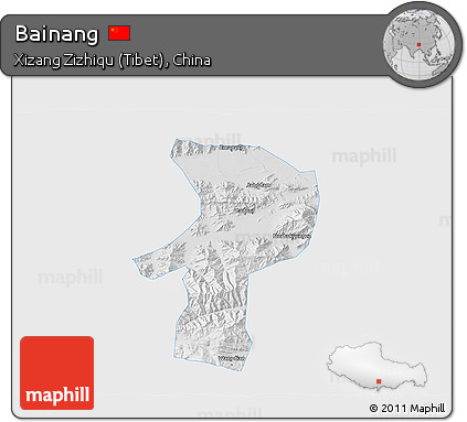 Physical 3D Map of Bainang, single color outside