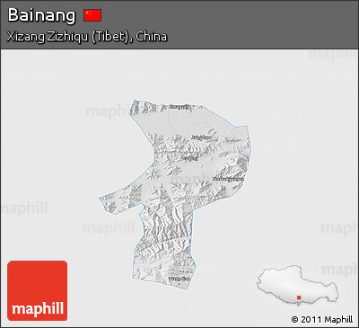 Physical 3D Map of Bainang, single color outside