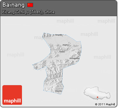 Physical 3D Map of Bainang, single color outside