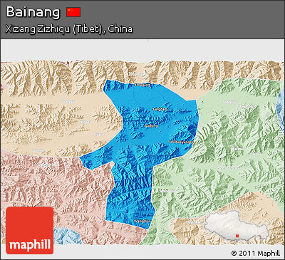 Political 3D Map of Bainang, lighten