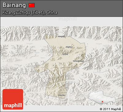 Shaded Relief 3D Map of Bainang, lighten