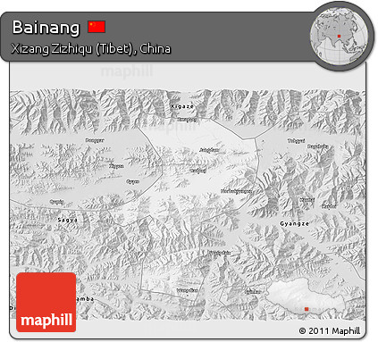 Silver Style 3D Map of Bainang