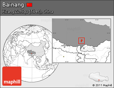 Blank Location Map of Bainang, highlighted country, highlighted parent region
