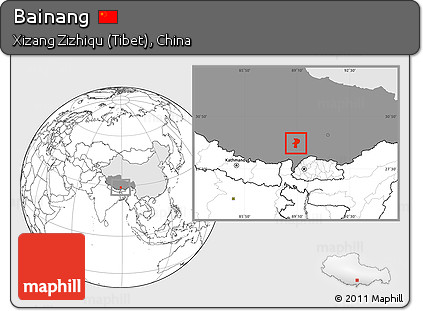 Blank Location Map of Bainang, highlighted country, highlighted parent region