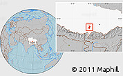 Gray Location Map of Bainang, highlighted parent region, hill shading