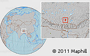 Gray Location Map of Bainang, hill shading