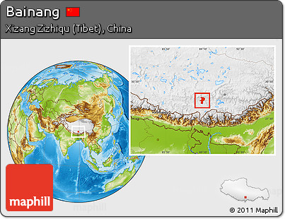 Physical Location Map of Bainang