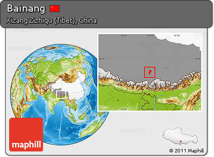 Physical Location Map of Bainang, highlighted country, highlighted parent region