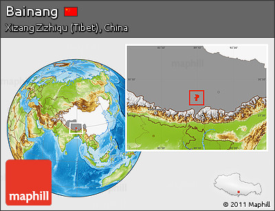 Physical Location Map of Bainang, highlighted country, highlighted parent region
